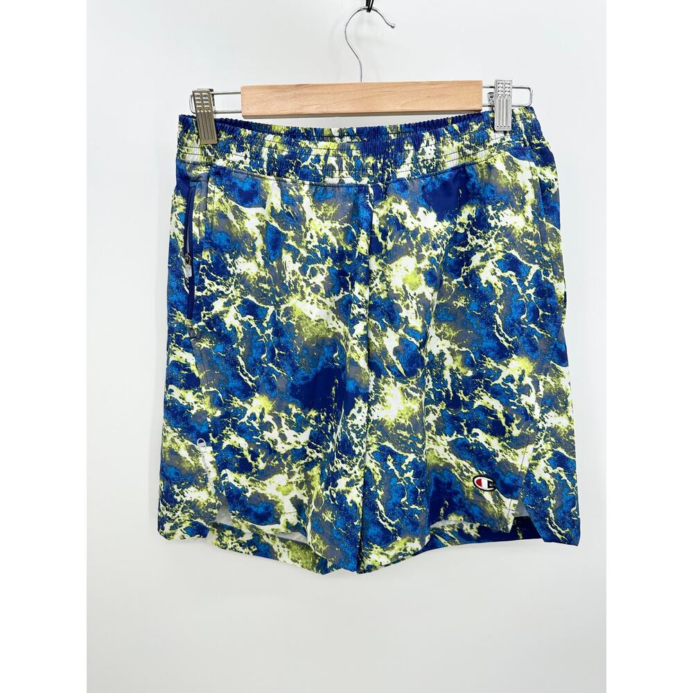 Champion Blue Green Printed Elastic Waist Active Shorts‎ Men's Size Small S NWOT